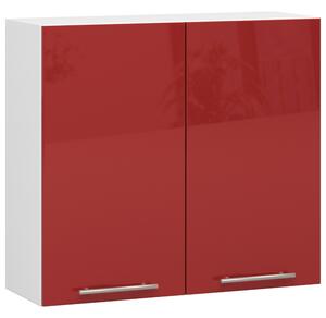 Dulap superior de bucătărie Ozara W80 H720 (alb + roșu lucios). Promo -17%. 1071205