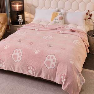 Patura cocolino subtire, 200x230 cm, roz, model labute decorative