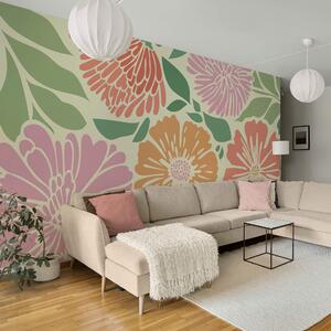Fototapet Modelul floral colorat înveselește orice spațiu, Fototapet flori mari, Fototapet populare, t00119 - Tapeko.ro