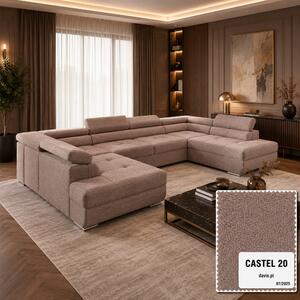 Coltar Extensibil Willson Tip 125 U, Dimnesiuni 200x335x200 Cm, 2 Lazi Depozitare, Tetiere Reglabile, Stofa Castel Easy Clean-Multiple Variante Culori