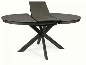 Masa rotunda extensibila 120 cm PORTO, gri inchis/negru mat, sticla se