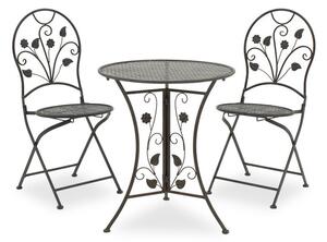 Set Masa si Scaune Gradina Antracit 3 Piese Gri Inchis Antique