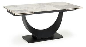 Masa living lux FERNANDO, alb/negru, ceramica/metal, 160/240x92x75 cm
