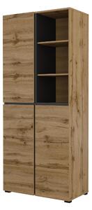 Dulap cu rafturi Crossroad H N88 (stejar wotan + negru). Promo -21%. 1118194