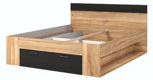 Pat matrimonial 160 cm Benson MW91 (stejar mauvella + negru). Promo -21%. 1118205