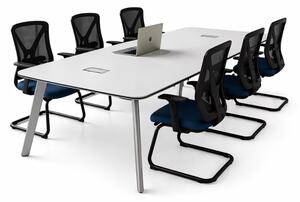 Set Elite & Novaire - Masa de conferinta cu picioare metalice si Scaun de birou ergonomic cu spatar din plasa