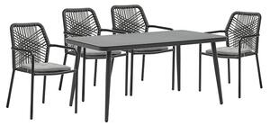 Set de gradina masa si scaune 5 bucati Ecco-Kherson aluminiu antracit-textilena gri 160x90x75cm