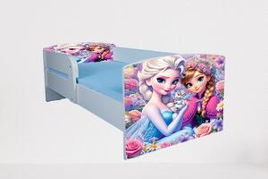 Pat Pentru Fetite 2-8 Ani Frozen Flowers, Cu Protectie Si Saltea De 140x70 Cm Inclusa Ptv4950