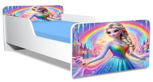 Pat Copii Frozen Rainbow Model Creativ 2-8 ani Cu Saltea Inclusa 140x70 Cm Ptv5200