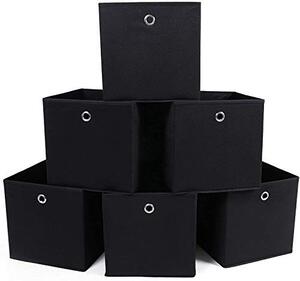 Set 6 cutii depozitare pliabile, Songmics, Negru, 30x30x30 cm