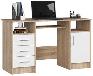 Masă PC Asegura (stejar sonoma + alb). Promo -22%. 1117072