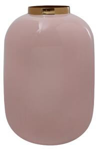 Vaza din fier Art Deco, roz deschis / auriu 16x16x25 cm