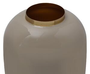 Vaza din fier Art Deco, taupe / auriu 16x16x25 cm