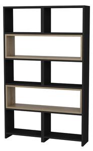 Biblioteca extensibila Thorin negru - culoare lemn natural 163.5x22x150cm