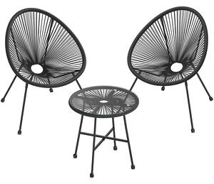 Set mobilier de gradina, scaune Acapulco, scaune exterior, negru