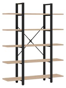 Biblioteca Esthon metal culoare lemn natural - negru 120x28x180cm