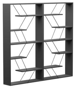 Biblioteca Tars gri inchis - negru 168x24x157cm