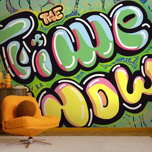 Fototapet Graffiti colorat pe un fundal verde, Fototapet moderne, Fototapet populare, t00274 - Tapeko.ro