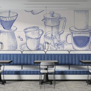 Fototapet Desenul procesului de preparare a cafelei, Fototapet mâncare și băutură, Fototapet populare, t00275v1 - Tapeko.ro