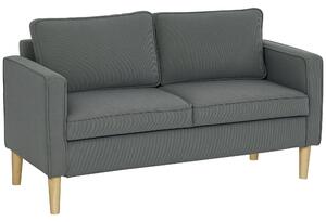 HOMCOM Canapea Modernă de 2 Locuri cu 2 Perne Detașabile, Spațiu de Depozitare și Picioare din Lemn, 140x63x79 cm, Gri | Aosom Romania