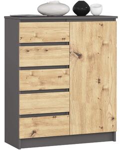 Comodă Kirmair (grafit + stejar artisan). Promo -17%. 1117249