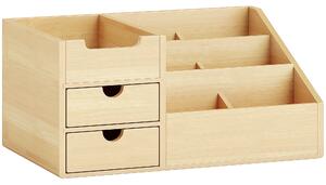 HOMCOM Organizator Birou cu 2 Sertare și 7 Compartimente din Bambus 33x20.5x15.5 cm | Aosom Romania