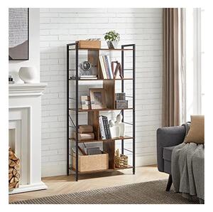Biblioteca, Vasagle, 5 rafturi, Maro Rustic, LBC121B01, 74 x 30 x 150 cm