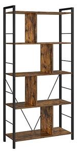 Biblioteca, Vasagle, 5 rafturi, Maro Rustic, LBC121B01, 74 x 30 x 150 cm