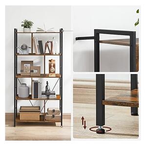 Biblioteca, Vasagle, 5 rafturi, Maro Rustic, LBC121B01, 74 x 30 x 150 cm