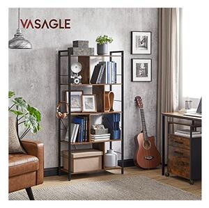 Biblioteca, Vasagle, 5 rafturi, Maro Rustic, LBC121B01, 74 x 30 x 150 cm