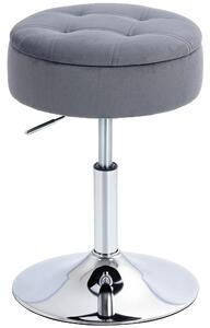 HOMCOM Round Bar Stool, Height Adjustable Swivel Pub Chair with Storage and Metal Base, Backless Tufted Makeup Stool for Breakfast Counter, Kitchen Island, Bedroom, Living Room, Grey | Aosom Romania