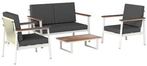 Outsunny Set Mobilier Grădină 4 Persoane: 2 Fotolii, Canapea, Măsuță | Aosom Romania
