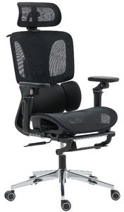 HOMCOM Scaun de Birou Ergonomic din Plasă cu Cotiere, Tetieră, Spătar Reglabil, Funcție Legănare, Negru | Aosom Romania