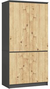 Dulap de haine Sinfin (grafit + stejar artisan). Promo -13%. 1117422
