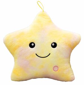 Perna decorativa cu lumini, in forma de stea, galben, JollyMag, PDS19, 40x35cm