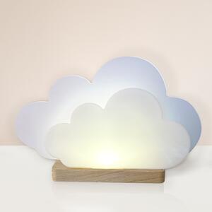 Elobra Lampă de masă LED Wölkchen, alb, lemn, 3000 K, dimabil, reglabil, Alb, Camera copiilor, Plastic