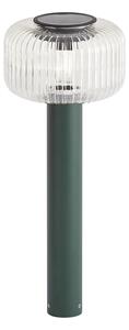 Stâlp de iluminat exterior modern verde cu sticlă canelată, cu LED solar IP65 - Ribble Mushroom