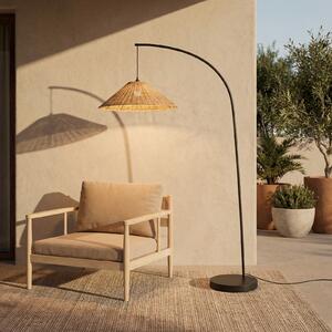 Lucande Lampa de exterior Taniola, conică, ratan, 195 cm, IP44, Lemn, Lemn, Casă de țară / Rustic, Proiector suspendat