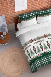 Lenjerie de pat de Crăciun verde cu Spărgătorul de nuci Dimensiune: 220x200 cm | 2 x 70x80 cm