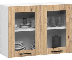 Vitrină de bucătărie superioară Ozara 580 (alb + stejar artisan). Promo -19%. 1117517