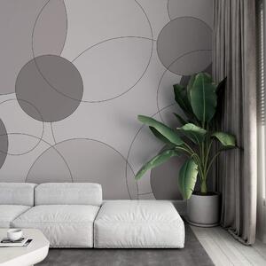 Fototapet Model cu cercuri gri și albe, Fototapet abstracte, Fototapet populare, t00373 - Tapeko.ro