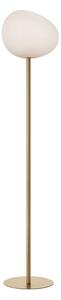 Foscarini Gregg media lampă de podea, 151cm, auriu, reglabil, Auriu / Alamă, Camera de zi / sufragerie, Sticlă, Design