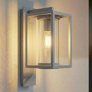 Lucande Lampa de exterior Ferda, soclu în partea jos, gri deschis, IP44, reglabil, Gri, Aluminiu, Modern, Perete unghiular