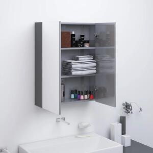 Dulap de baie cu oglindă, gri strălucitor, 60x15x75 cm, MDF