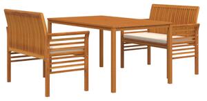 Set mobilier de exterior cu perne, 3 piese, lemn masiv acacia