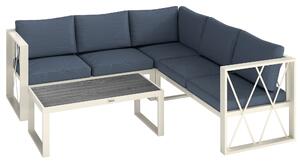 Outsunny Set Mobilier de Grădină din 4 Piese cu 2 Canapele, Fotoliu Reglabil și Măsuță de Cafea, 121x61x62 cm, Gri | Aosom Romania