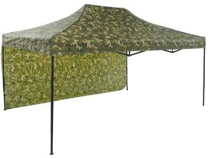 Pavilion de grădină 3x4,5m – din oțel, 1 perete lateral, Camuflaj