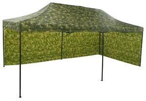 Pavilion de grădină 3x6m – din oțel, 2 pereţi laterali, Camuflaj