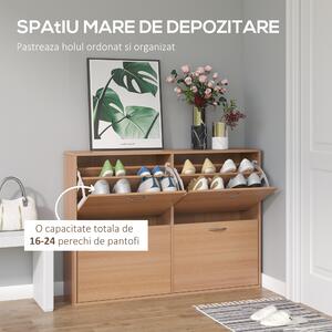 HOMCOM Dulap Pantofi Spațios, Design Modern pentru Hol, Mobilier Eficient pentru Depozitare, Alb | Aosom Romania