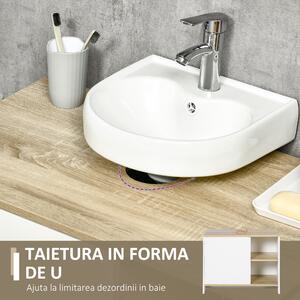 Kleankin Dulap pentru lavoar pentru baie, 77x45x60cm, alb si lemn| AOSOM RO